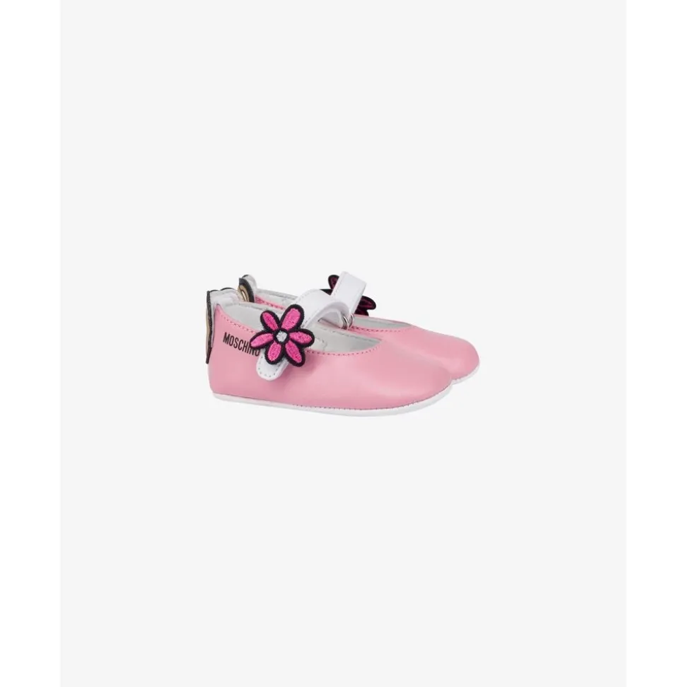 Baleriny ze skóry nappa z naszywką Teddy