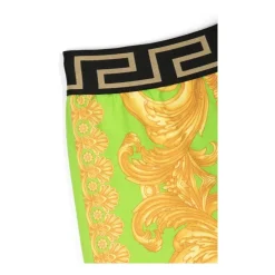 Barocco-print Shorts Lime/Gold