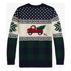 Bawełniany Sweter z Dekoltem w Serek i Monogramem