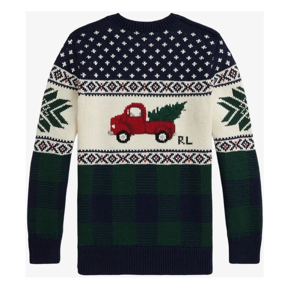 Bawełniany Sweter z Dekoltem w Serek i Monogramem