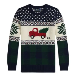 Bawełniany Sweter z Dekoltem w Serek i Monogramem