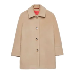 Beżowy płaszcz z przodu AW24