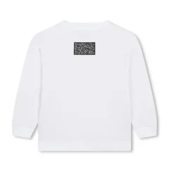 Biała Bluza z Okrągłym Dekoltem i Logo