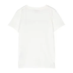 Biały T-shirt z logo i motywem Web z dżerseju