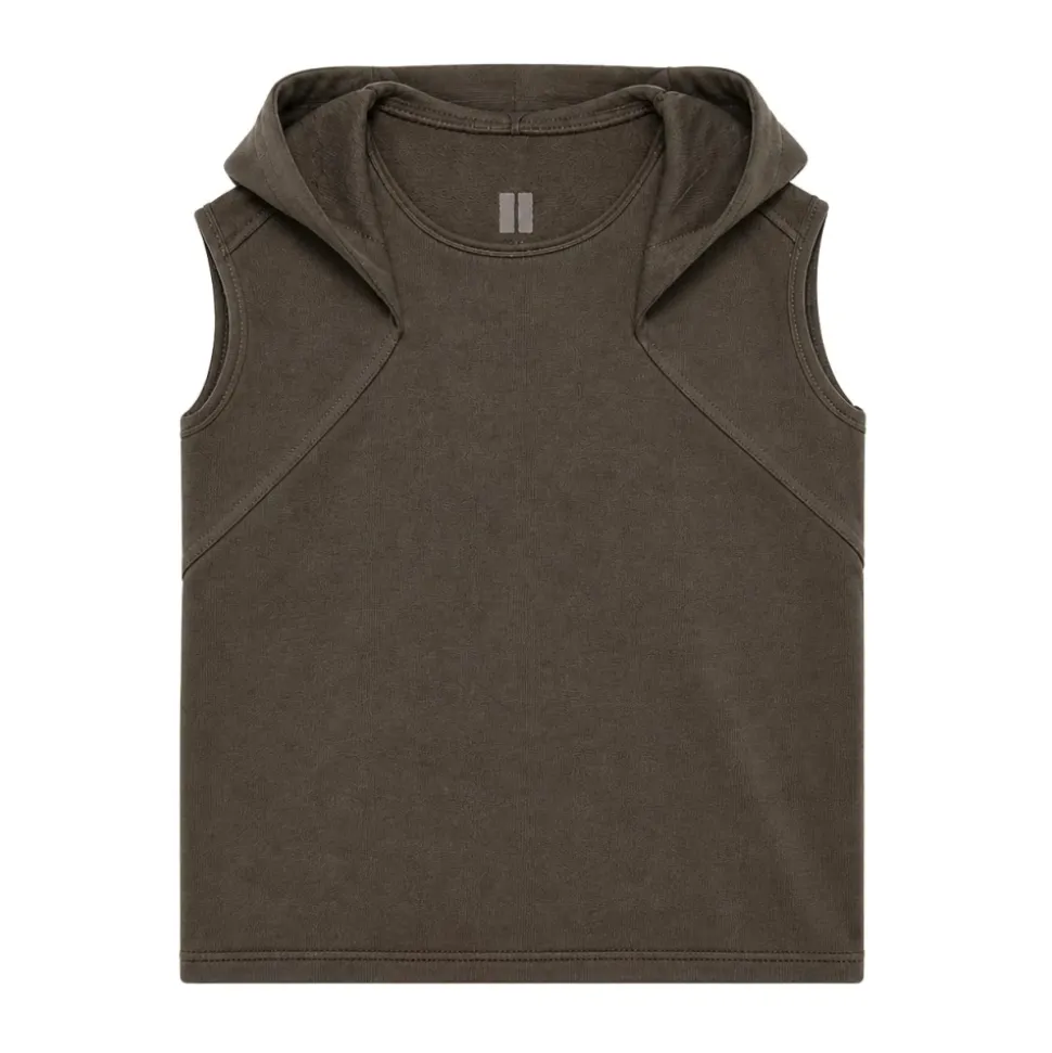 Bluza z kapturem bez rękawów z surowym wykończeniem