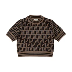 Brązowy Sweter Dziewczynek z Logo