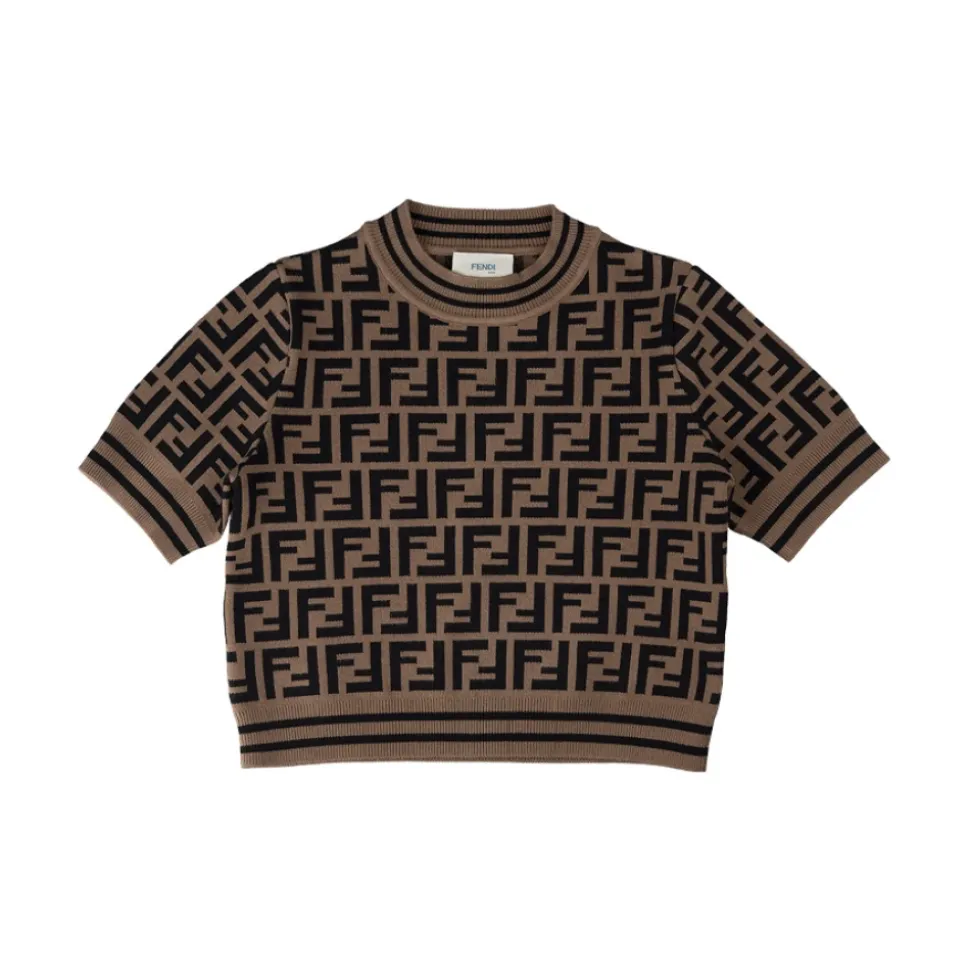 Brązowy Sweter Dziewczynek z Logo