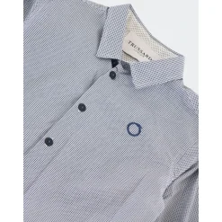 Camicia micro fantasia con mini ricamo logo