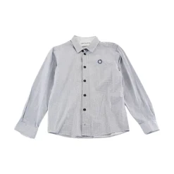 Camicia micro fantasia con mini ricamo logo