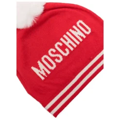 Czapka dzianinowa Pom Pom z logo misia
