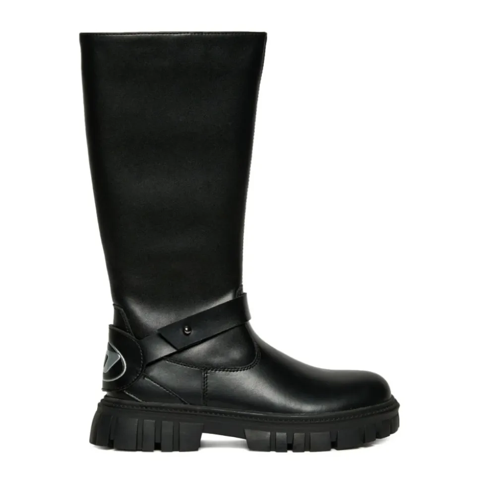 Czarne Buty D-Hammer z Bocznym Zamkiem