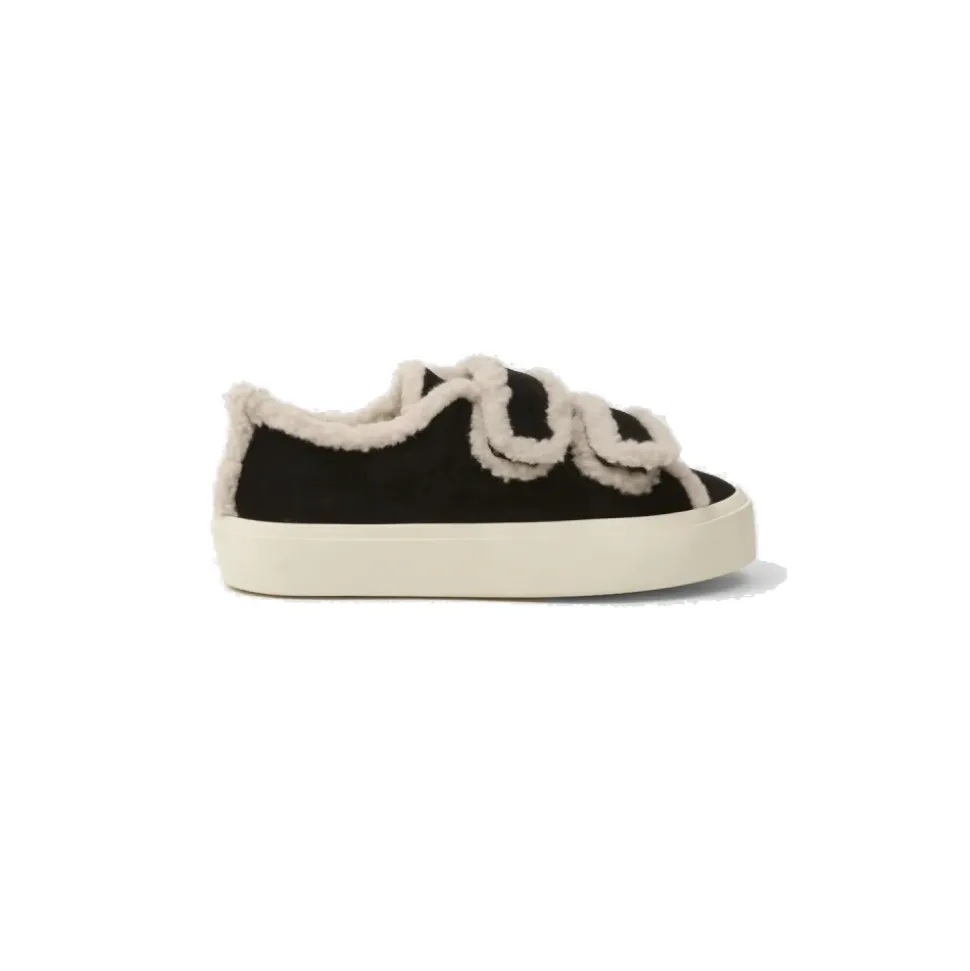 Czarne Shearling Low Velcro Buty