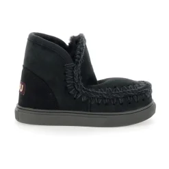 Czarne Skórzane Ankle Eskimo Buty