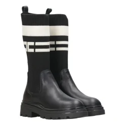 Czarne Skórzane Wysokie Legginsy