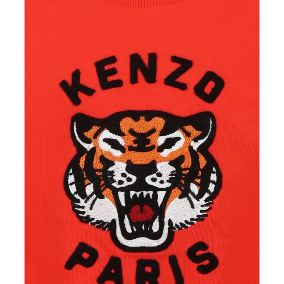 Czerwona bawełniana bluza z tygrysem Lucky Tiger