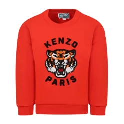 Czerwona bawełniana bluza z tygrysem Lucky Tiger