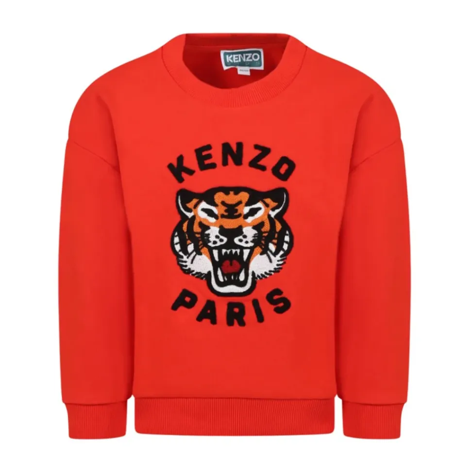 Czerwona bawełniana bluza z tygrysem Lucky Tiger
