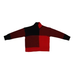 Czerwony sweter z golfem z wełny merino