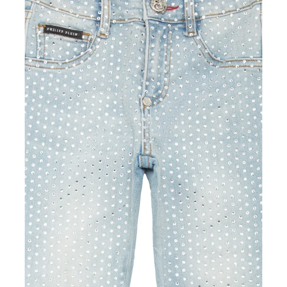 Denimowe Jegginsy Strass