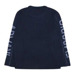 Dziecięcy niebieski sweter z logo na rękawach