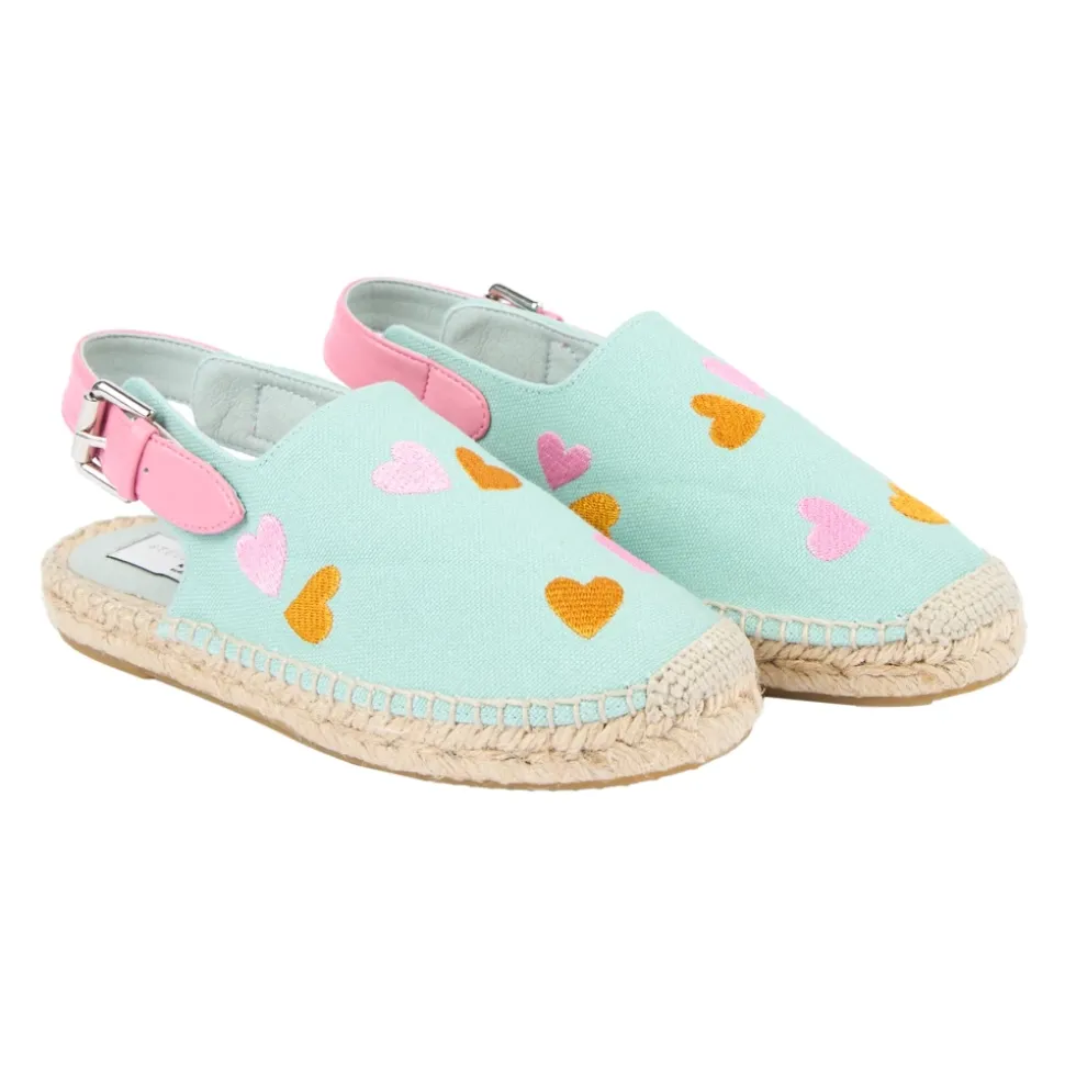 Espadryle z tkaniny z haftowanym sercem