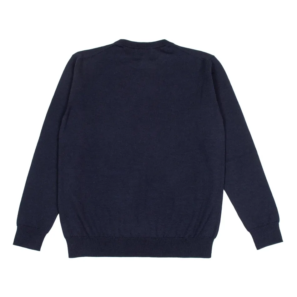 Gładki sweter wełniany z haftem