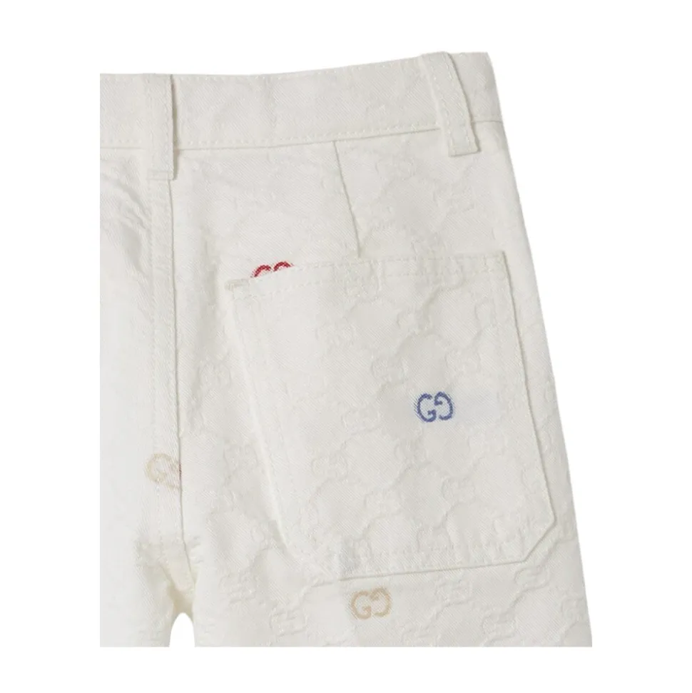 GG Cotton Denim Jacquard Bermuda Shorts
