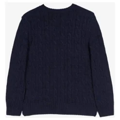 Granatowy Sweter z Golfem