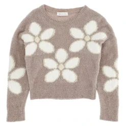 Intarsia Flower Pullover