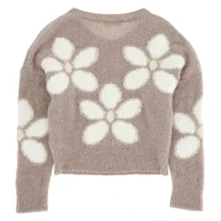 Intarsia Flower Pullover