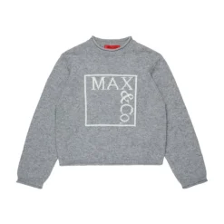 Jasnoszara Sweter Dziecięcy z Logo