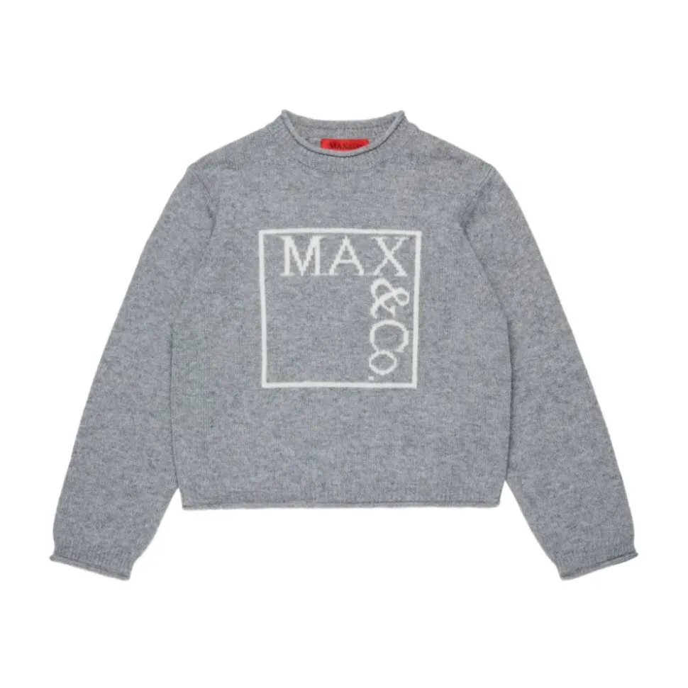 Jasnoszara Sweter Dziecięcy z Logo