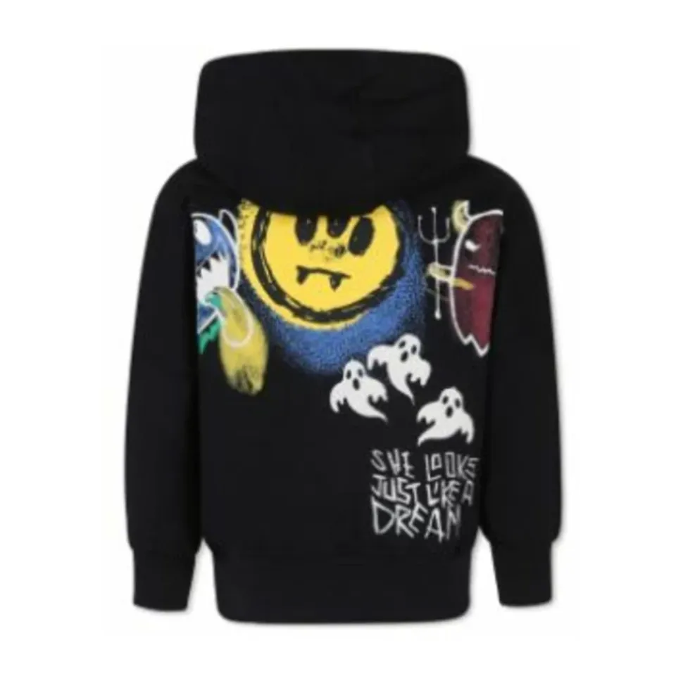 Junior Unisex Czarna Bluza z kapturem