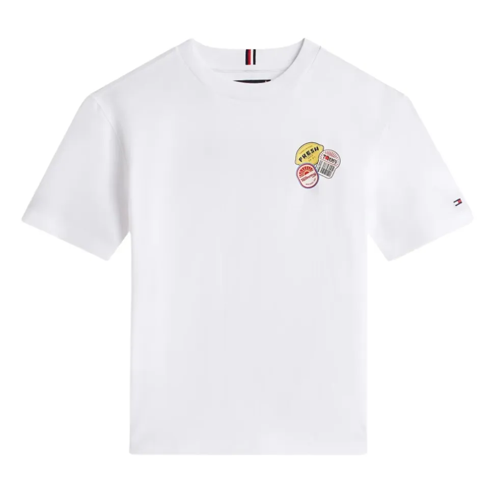Koszulka T-Shirt z Graficznym Nadrukiem Naklejek