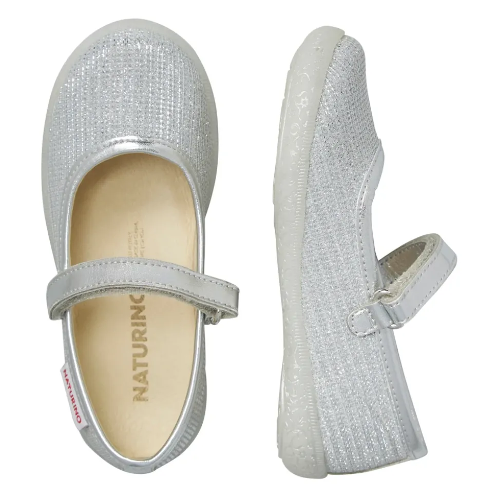 Leather and laminated fabric ballet flats PAVIA