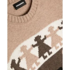 Maglia girocollo a maniche lunghe fantasia allover