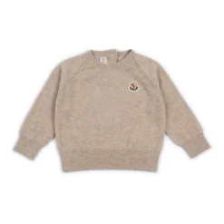 Maglione girocollo in cashmere con logo frontale