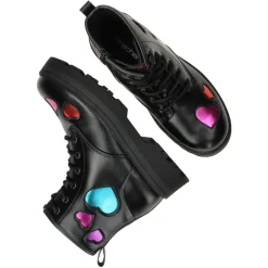 Metallic Heart Lace-Up Buty