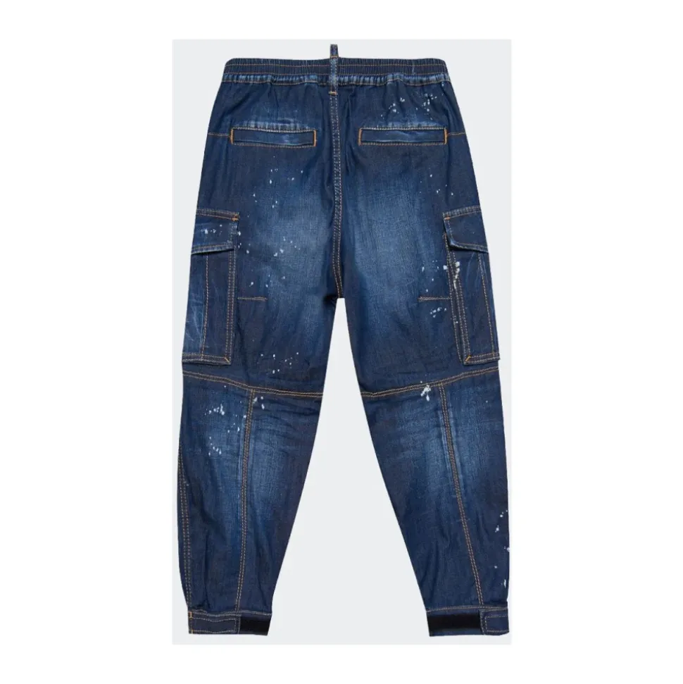 Miękkie jeansy cargo z efektem vintage