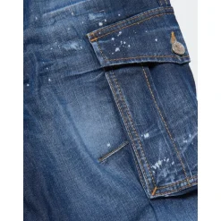 Miękkie jeansy cargo z efektem vintage