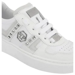 Mix Materials Low-Top Sneakers z Ćwiekami