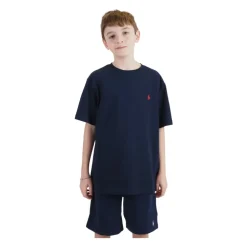 Niebieski dziecięcy T-shirt z krótkim rękawem