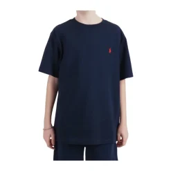 Niebieski dziecięcy T-shirt z krótkim rękawem