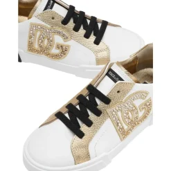 Niski Biało-Złoty Sneaker