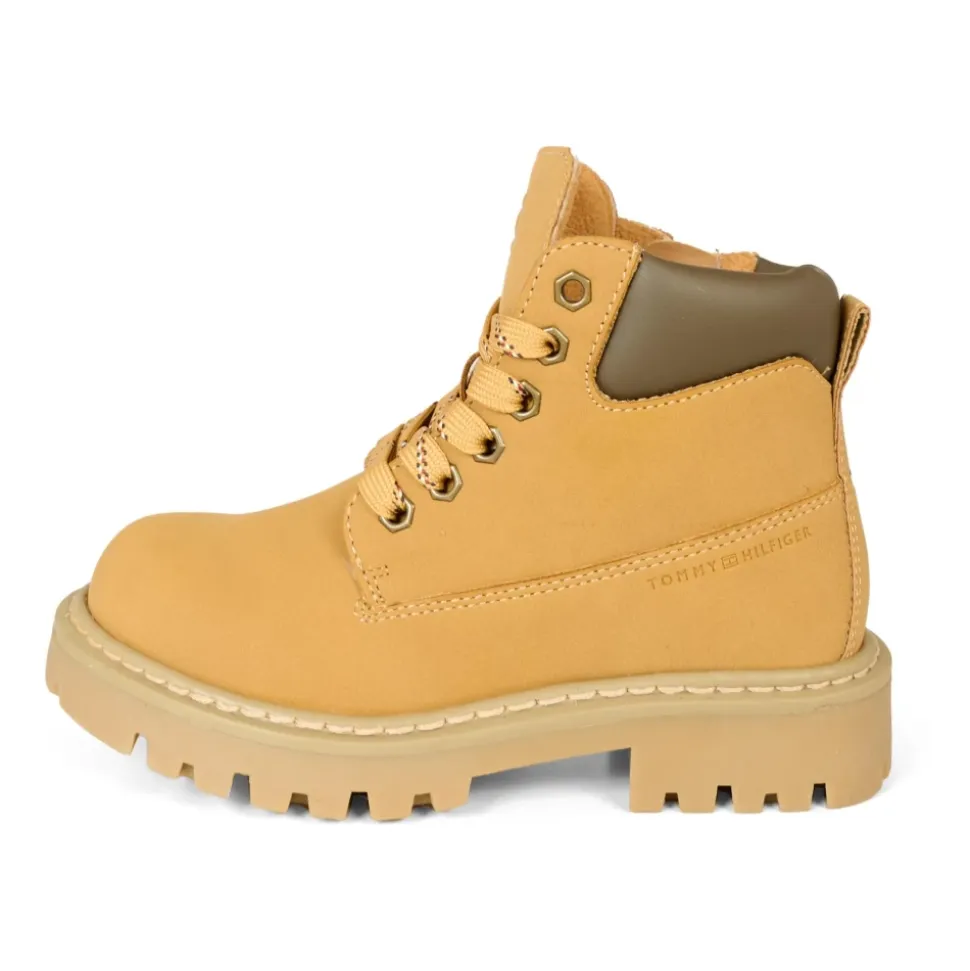 Ochrowe Biker Boots z Faux Fur