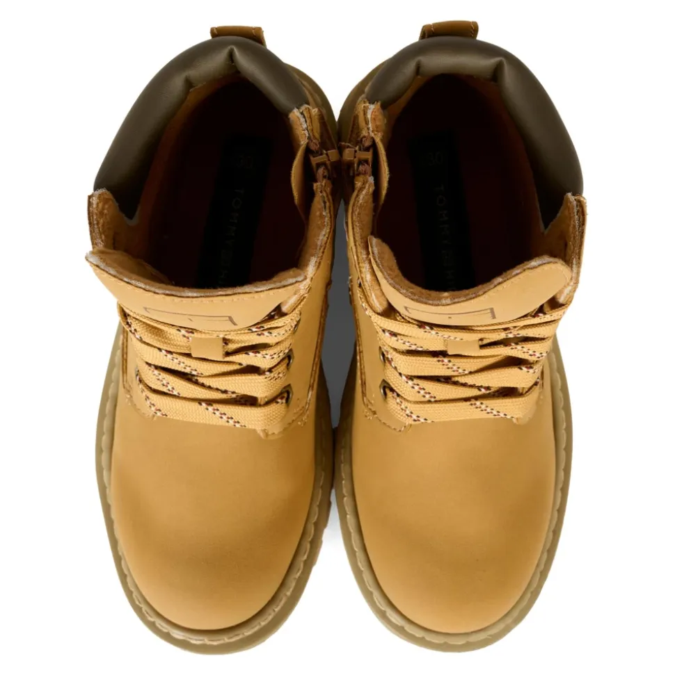 Ochrowe Biker Boots z Faux Fur