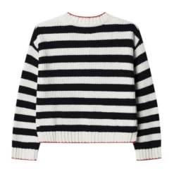 Pasiasty sweter z dekoltem w serek