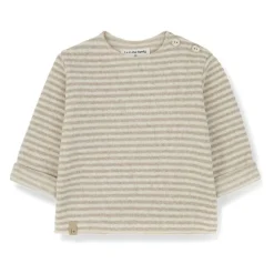 Paski Beżowy Sweter z Długimi Rękawami