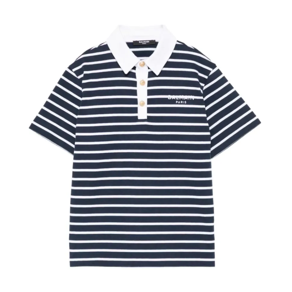 Polo w paski z haftowanym logo