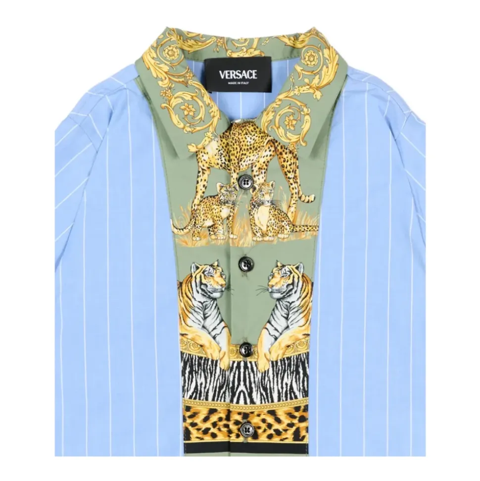Printed Striped Cotton-Poplin Shirt
